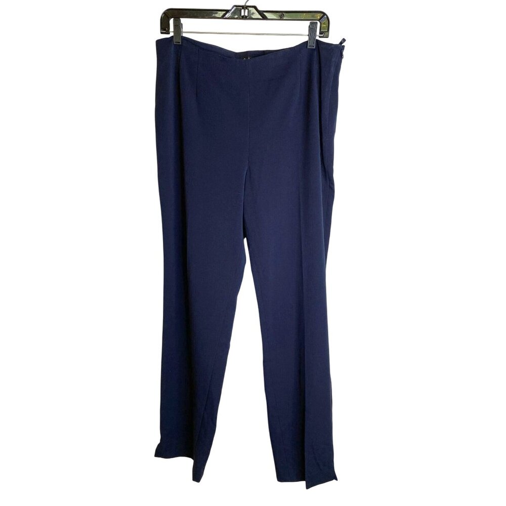 St. Max NWT Navy Dress Pants Sz 12 Stretch Career Slacks Side Zip Office Classic
